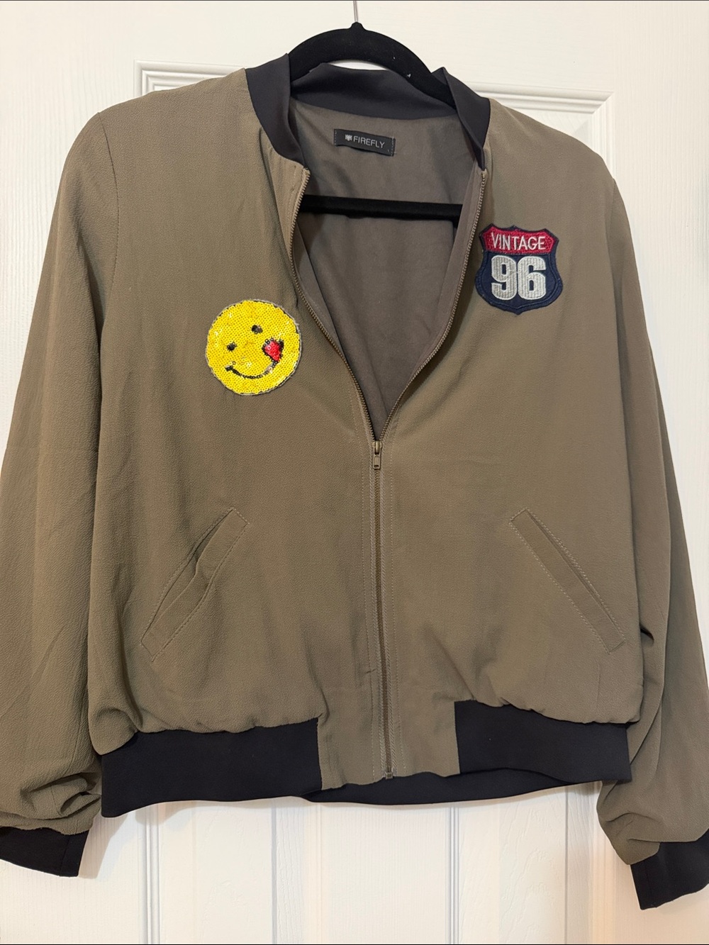 Firefly Olive Bomber Jacket with Patch Details